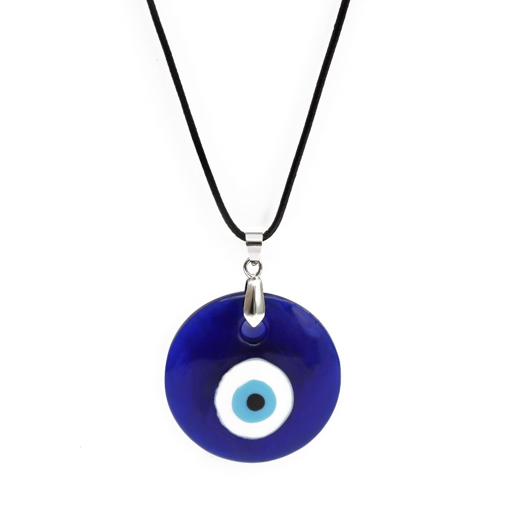 Blue Glass Evil Eye Amulet Necklace