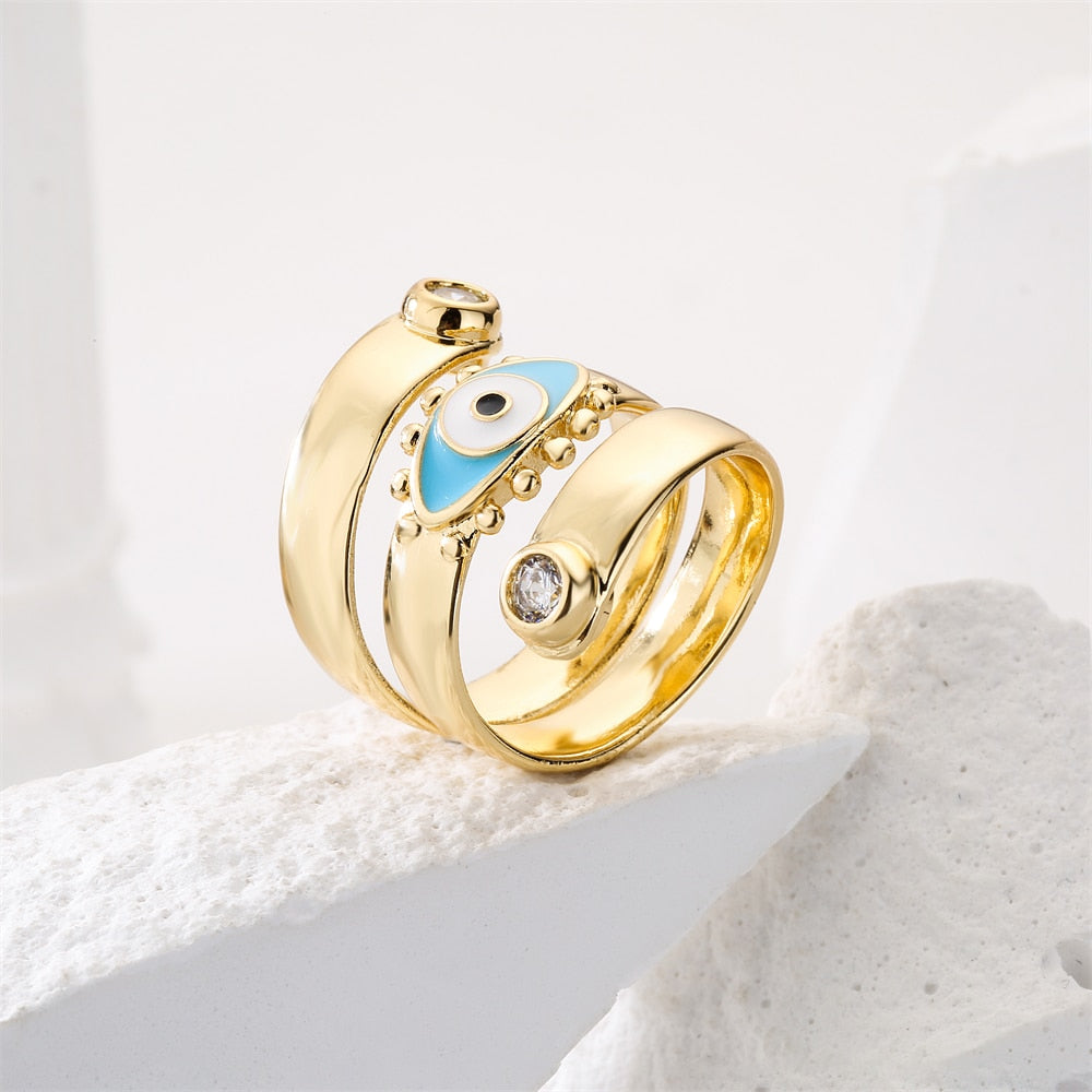 Copper Evil Eye Open Ring  Jewelry