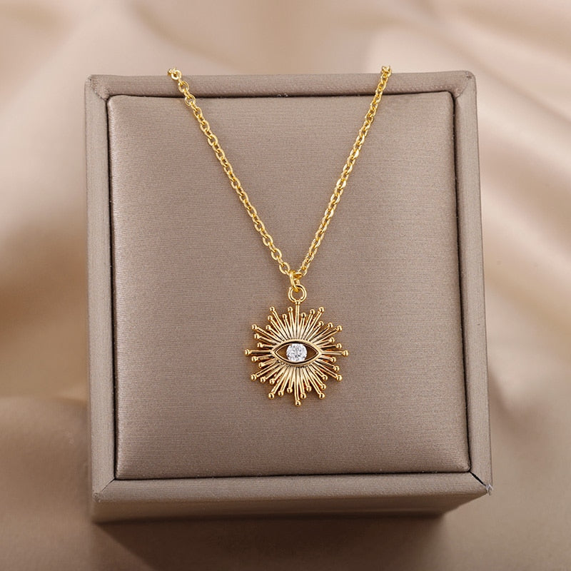 Pretty Evil Eye Pendant Choker Necklace