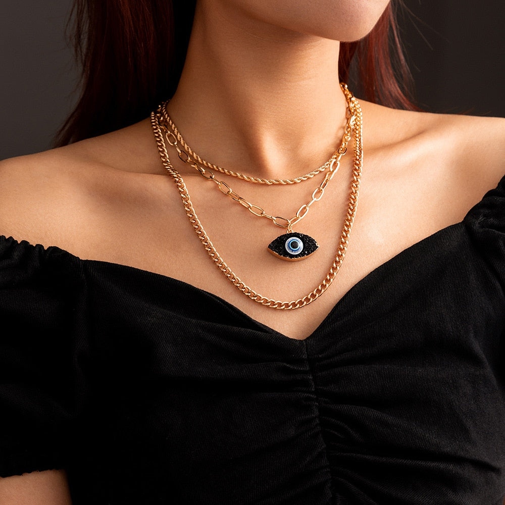 multilayer evil eye necklace