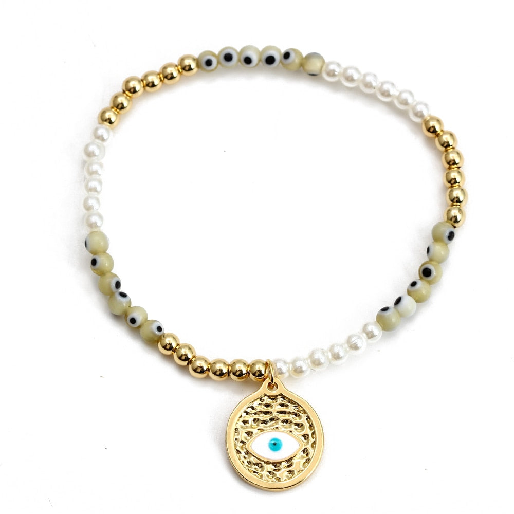 Evil Eye Golden Beaded Bracelet