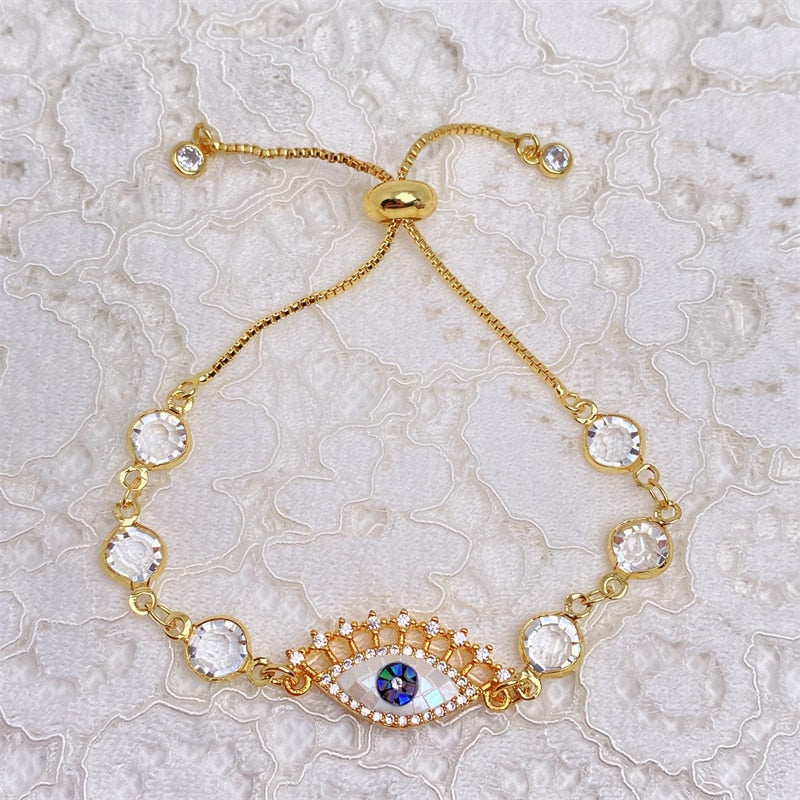 Gold-Plated Evil Eye Charm Bracelet