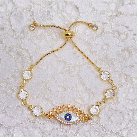 Gold-Plated Evil Eye Charm Bracelet