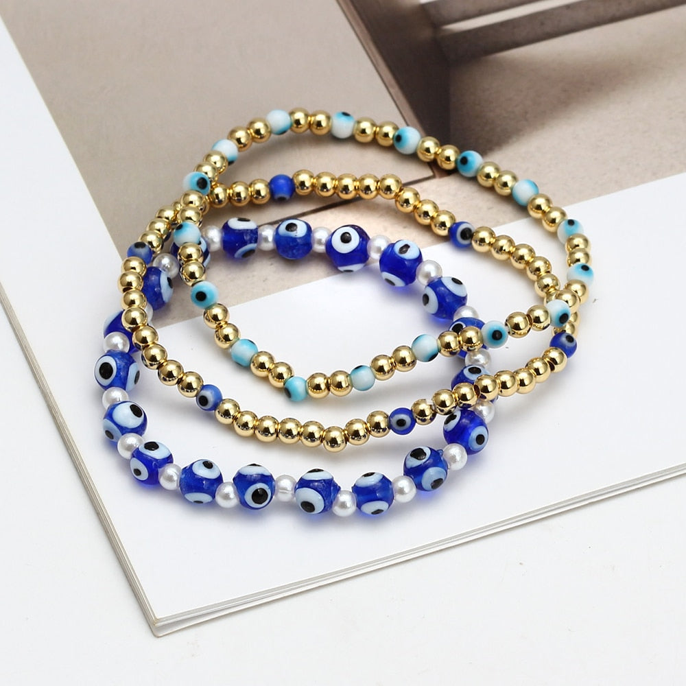 Evil Eye Golden Beaded Bracelet