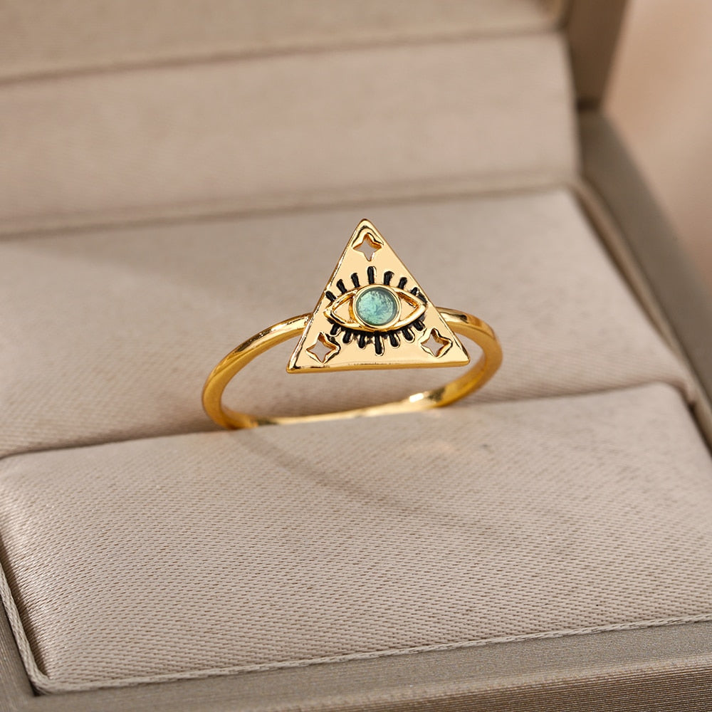 Simple Solid Evil Eye Adjustable Rings