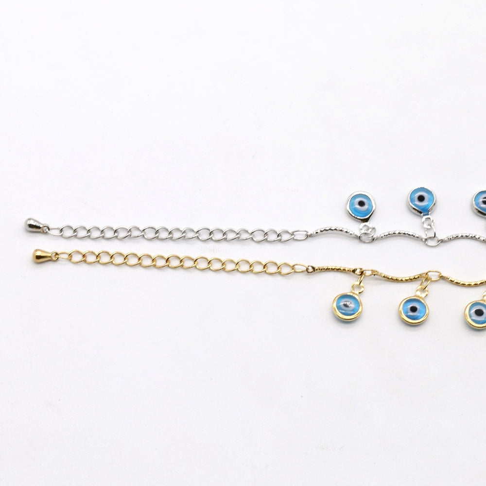 Fringed Blue Evil Eye Anklet