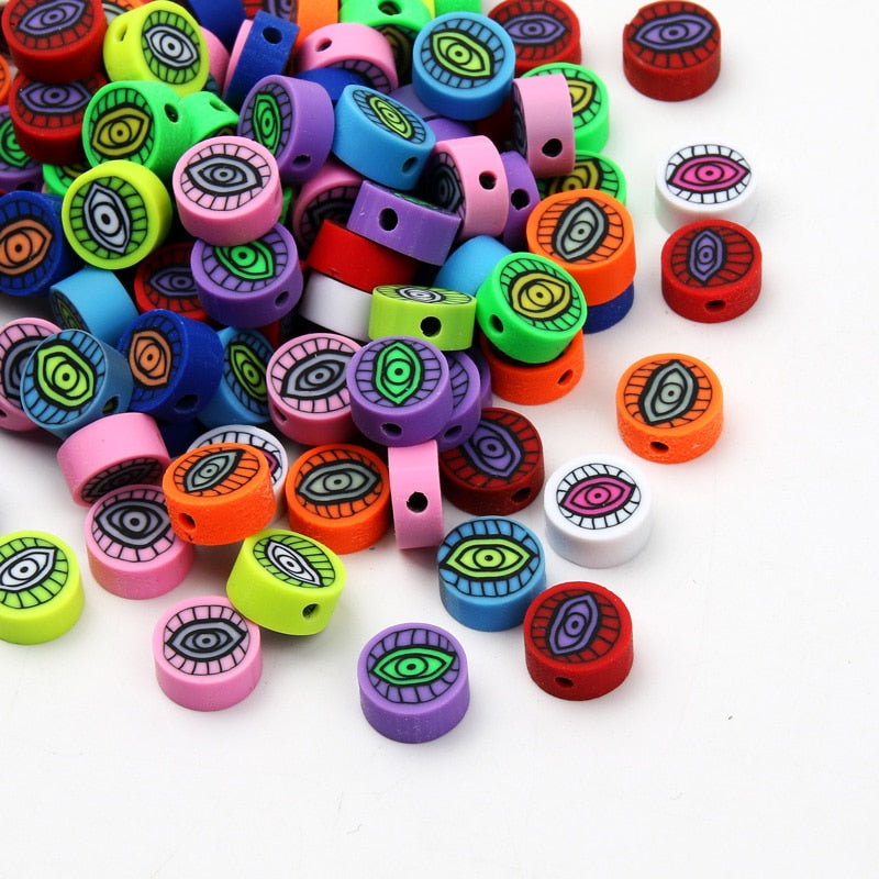 Eye Evil Rounded Clay Spacer Beads