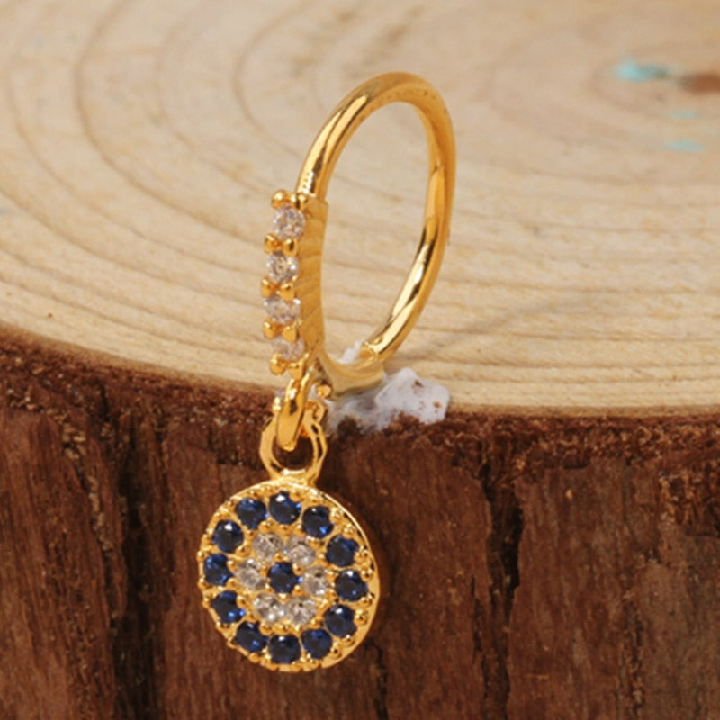 Evil Eye Gold Charm Nose Ring