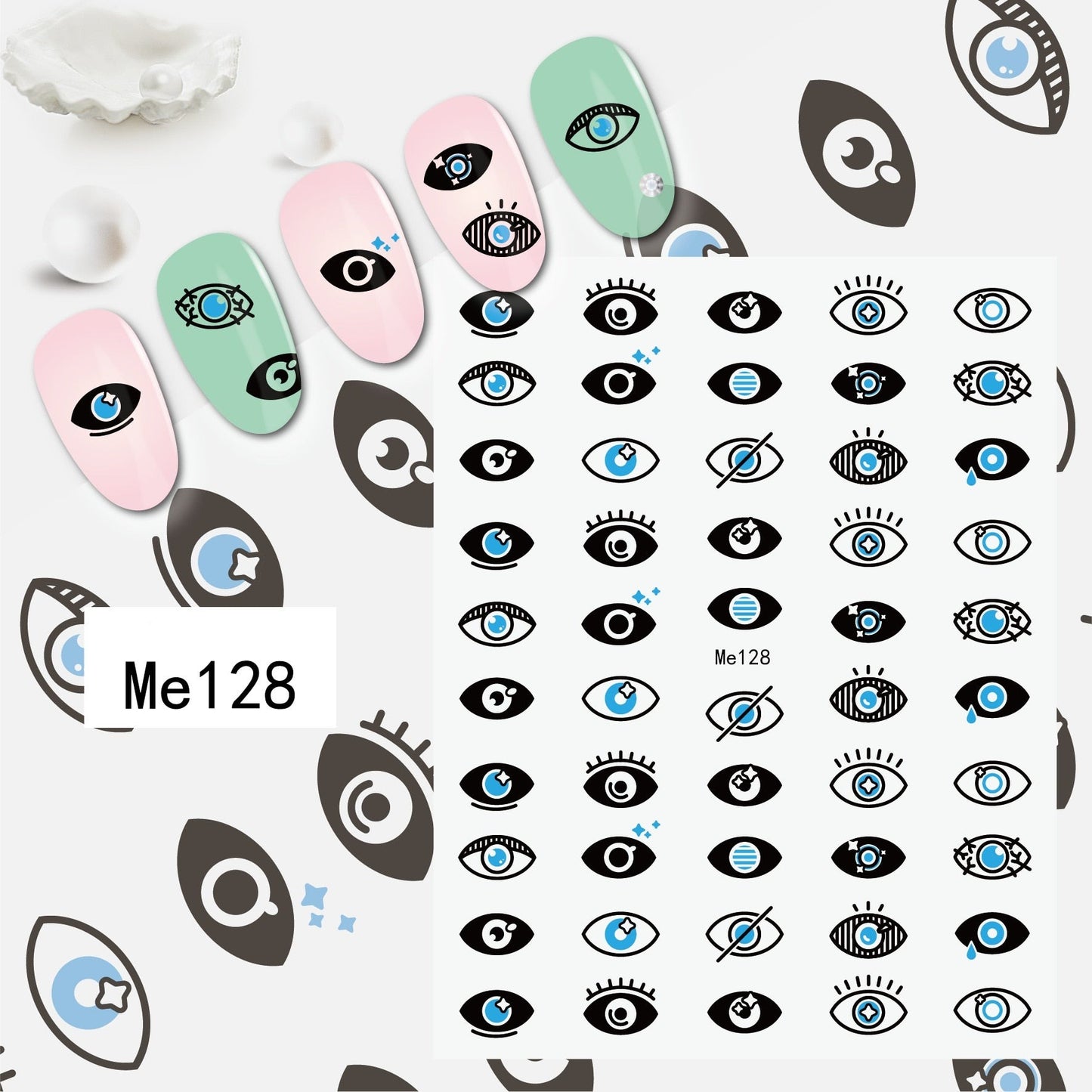 3D Colorful Eye Nail Stickers