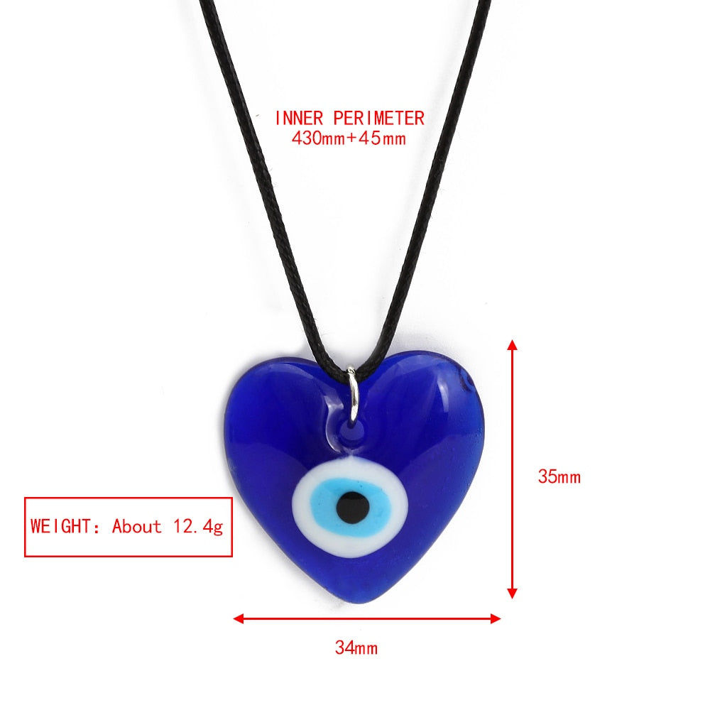 Blue Glass Evil Eye Amulet Necklace