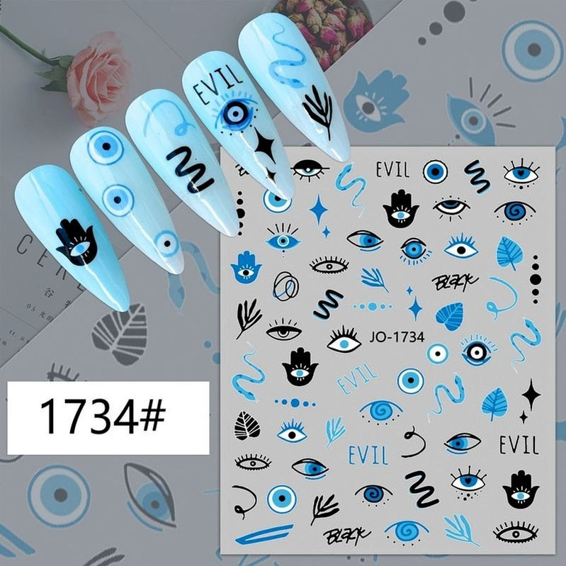Evil Eye 3D Design Nails Stickers