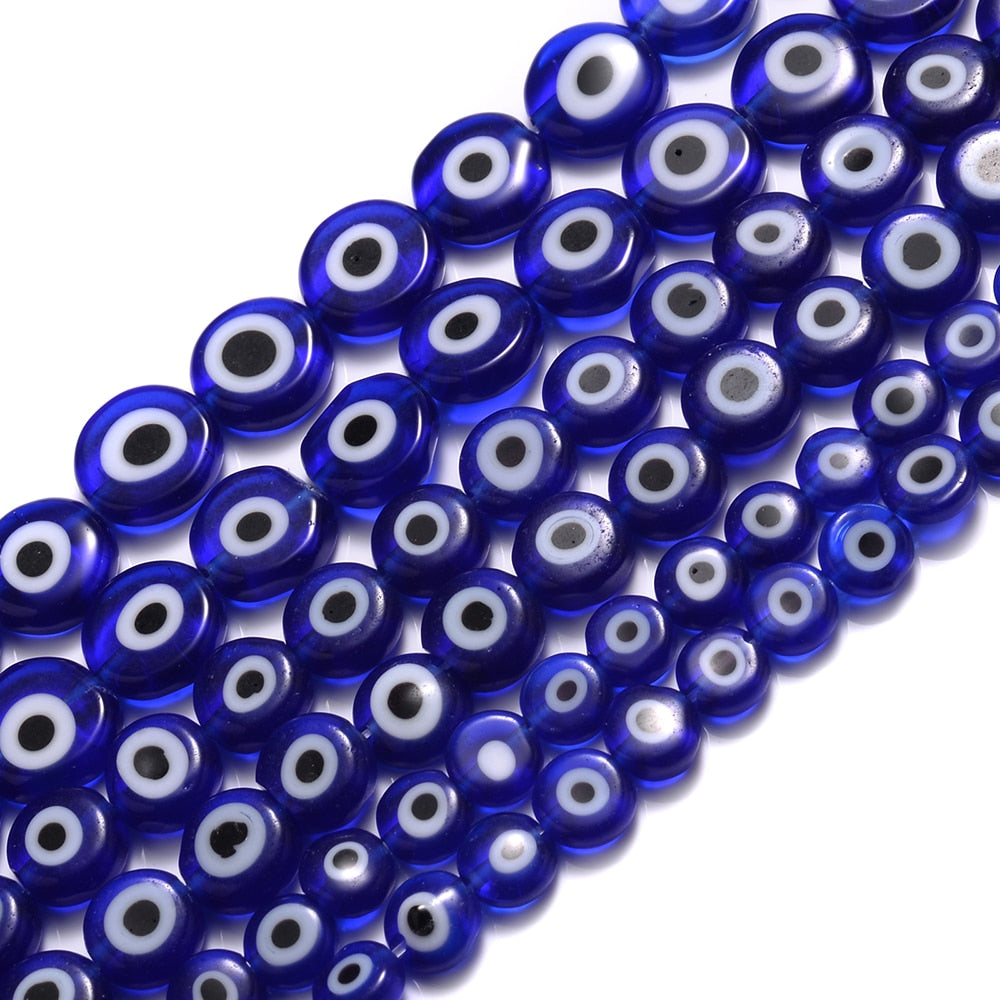 Colorful Evil Eye Flat Back Round Beads