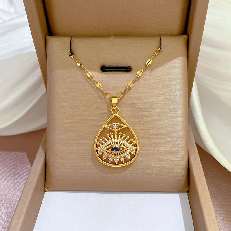 Evil Eye Stainless Steel Pendant Necklace