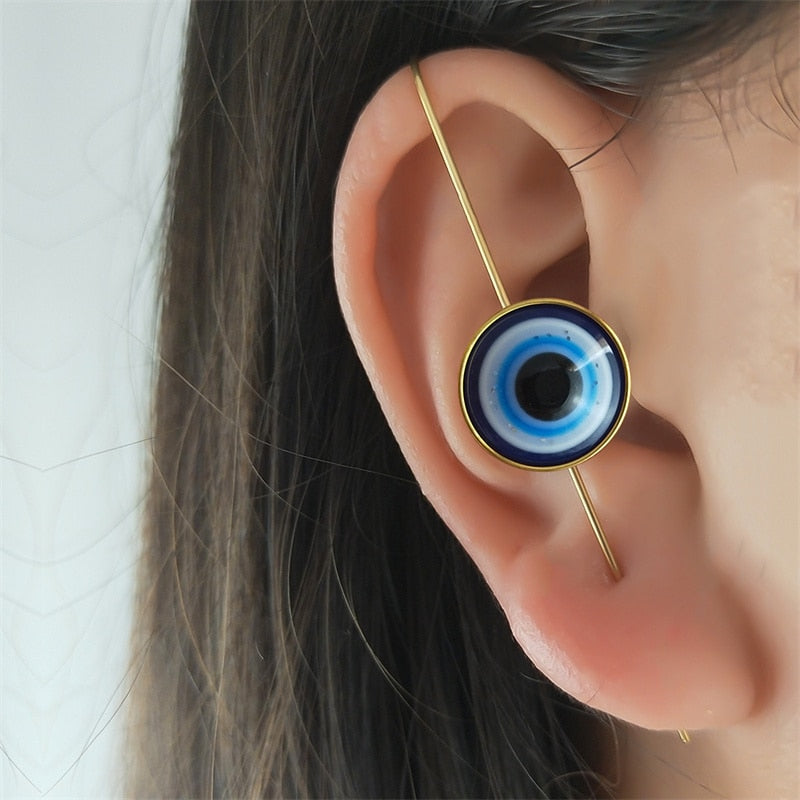 Evil Eye Gold Stud Earrings