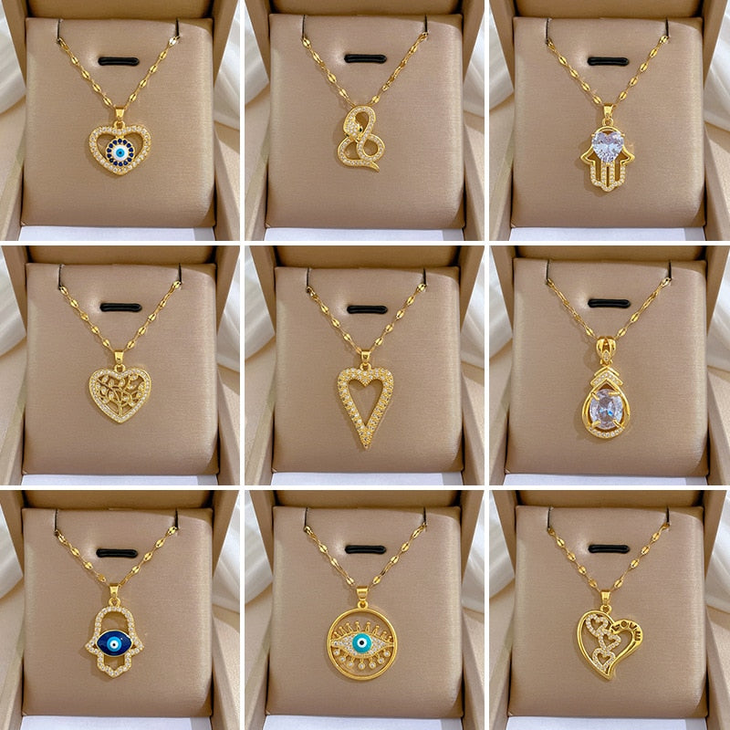 Evil Eye Stainless Steel Pendant Necklace
