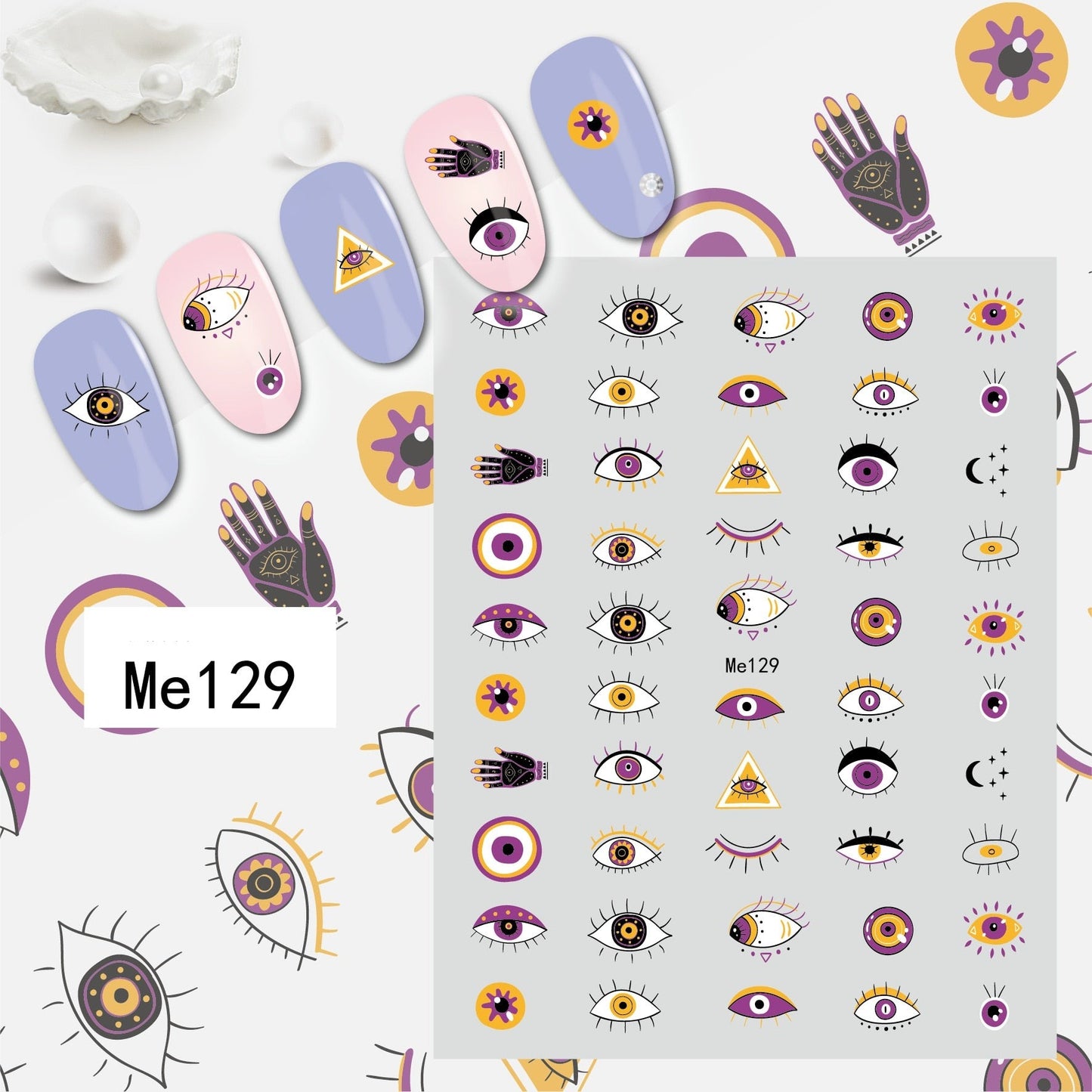 3D Colorful Eye Nail Stickers