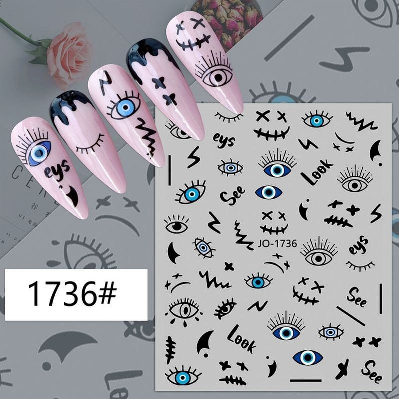 Evil Eye 3D Design Nails Stickers