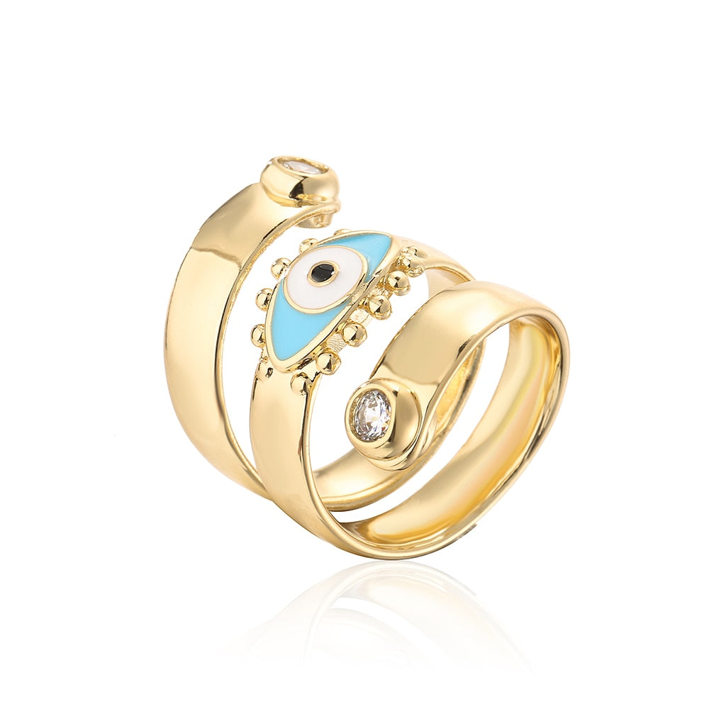 Copper Evil Eye Open Ring  Jewelry