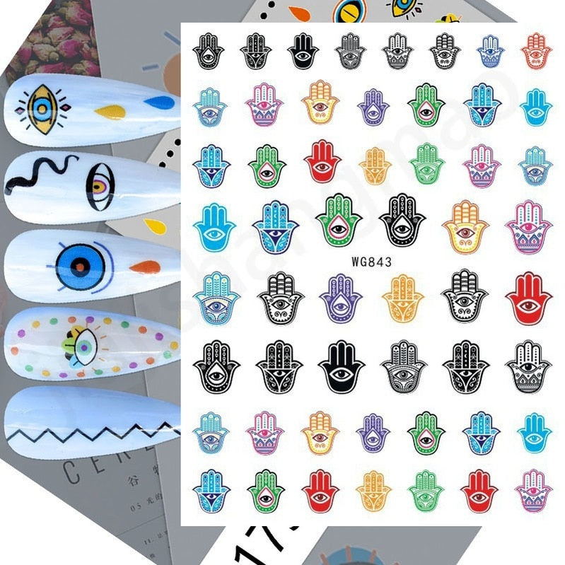 Evil Eye 3D Design Nails Stickers