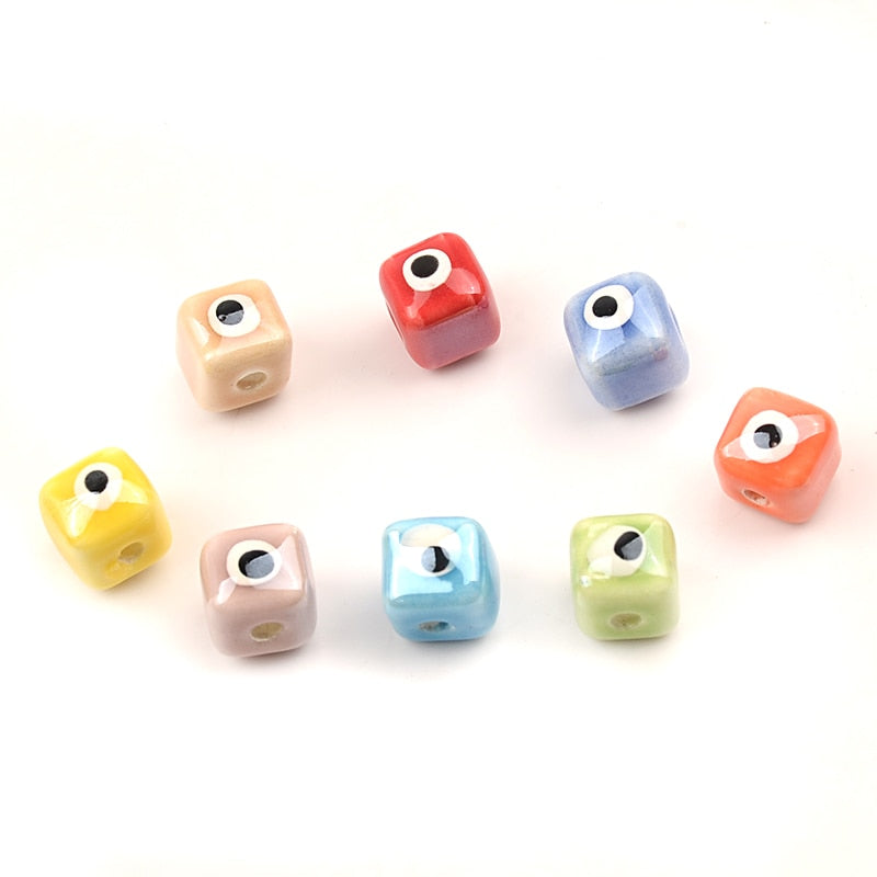 Colorful Evil Eye Cubic Beads