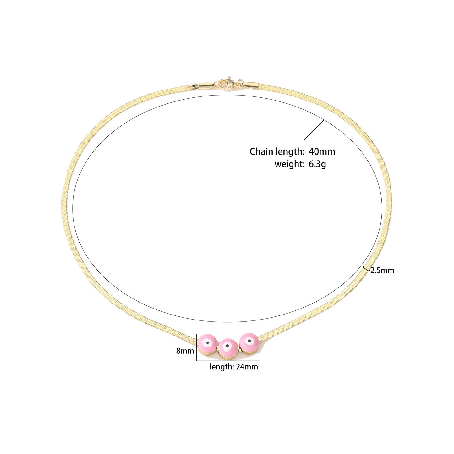 Evil Eye Stainless Steel Choker Chain Necklace