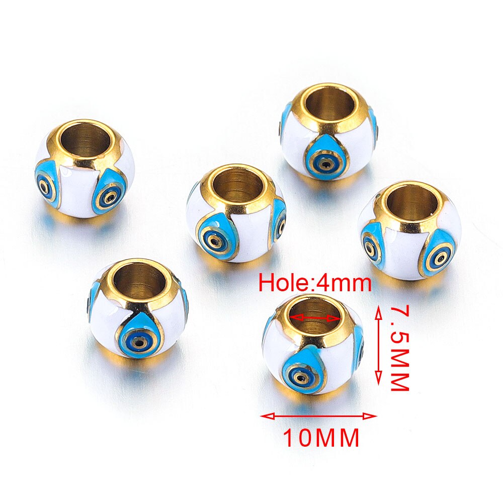 Evil Eye Stainless Steel Round Beads