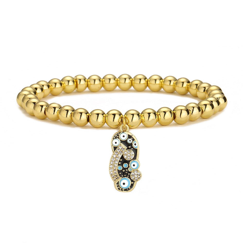 Evil Eye Golden Beaded Bracelet