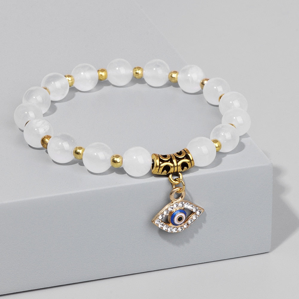 Evil Eye Natural Stone Beads Bracelet
