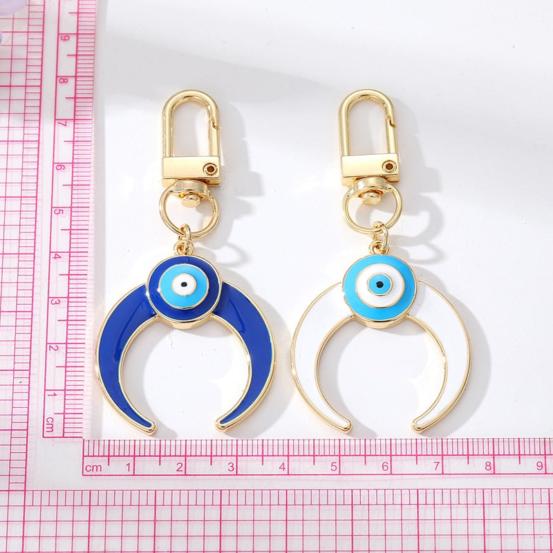 Crescent Shape Evil Eye Keychain