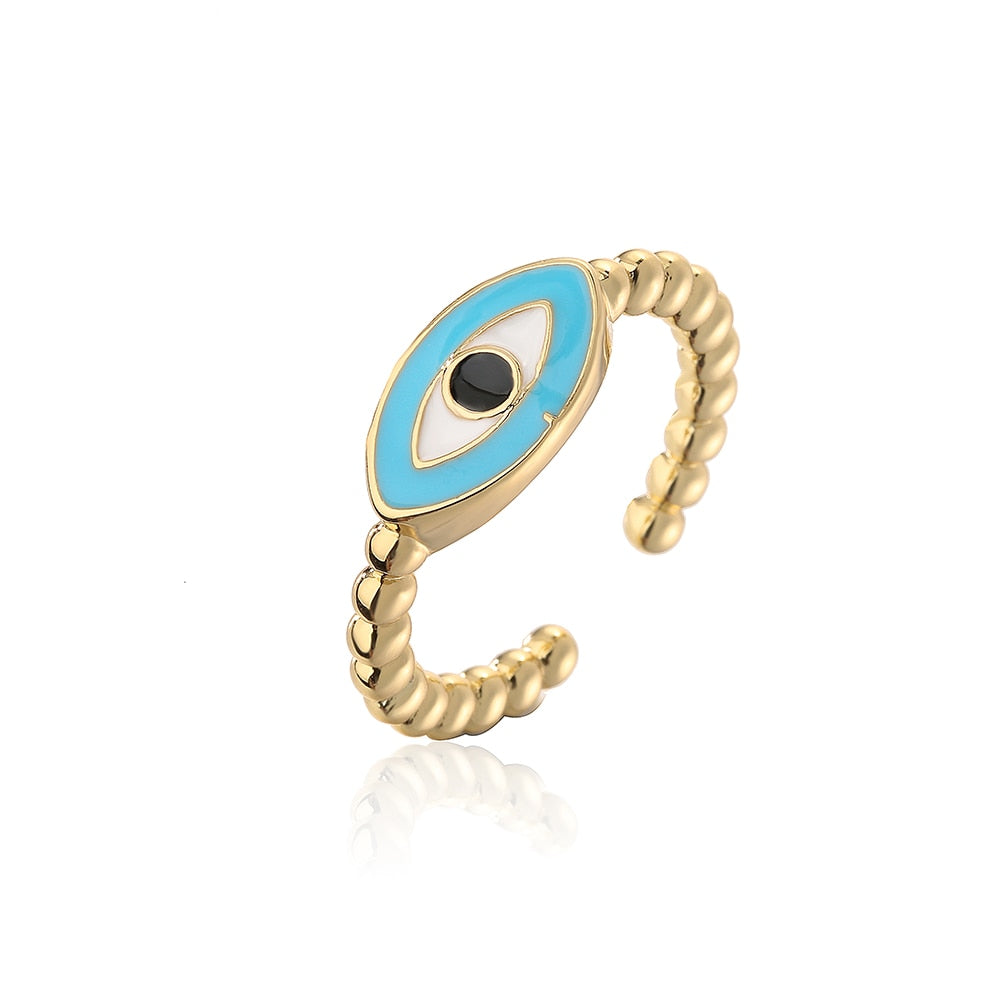 Copper Evil Eye Open Ring Jewelry