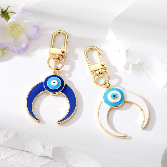 Crescent Shape Evil Eye Keychain