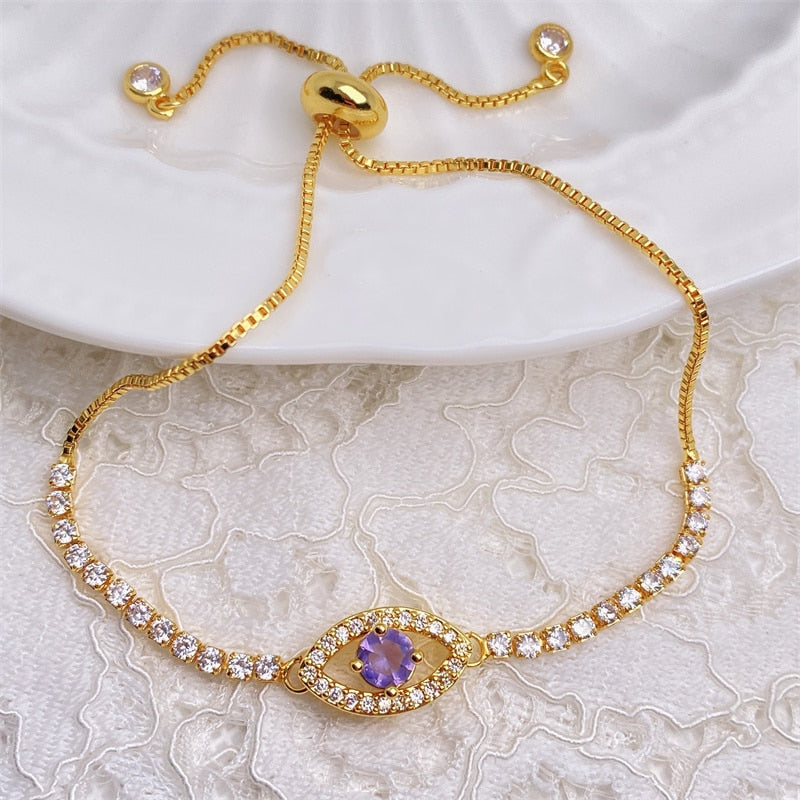 Gold-Plated Evil Eye Charm Bracelet