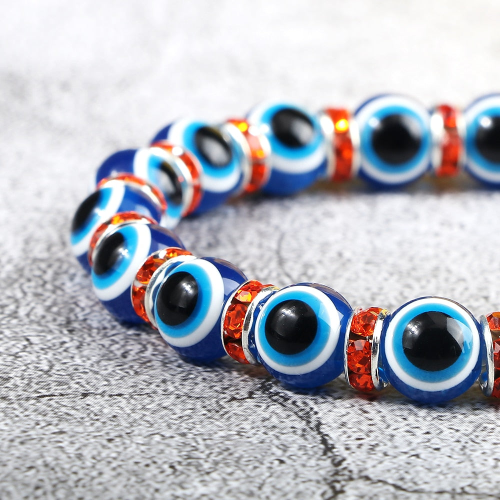 Blue Beaded Evil Eye Bracelet