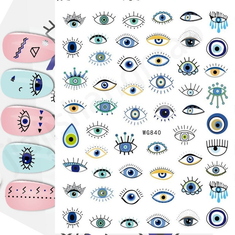 Evil Eye 3D Design Nails Stickers