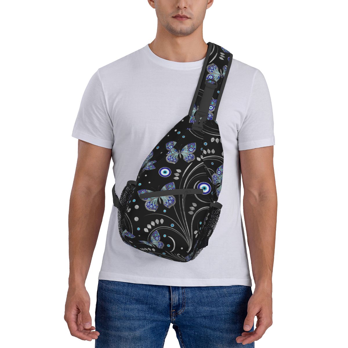 Butterfly & Nazar Printed Evil Eye Shoulder Bags
