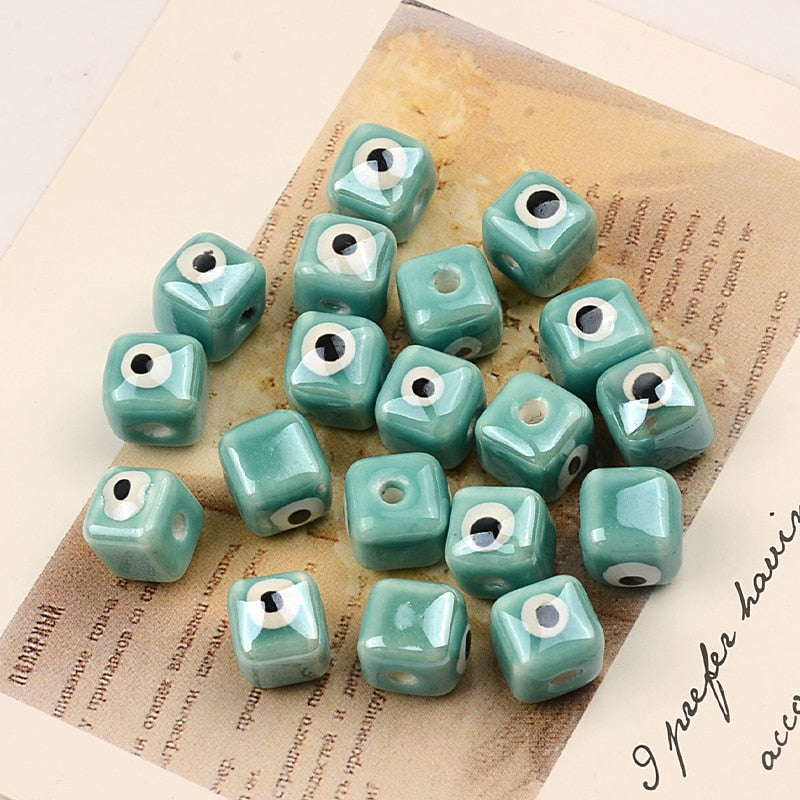 Colorful Evil Eye Cubic Beads