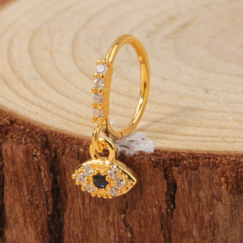 Evil Eye Gold Charm Nose Ring