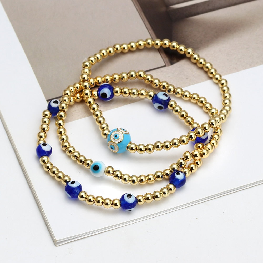 Evil Eye Golden Beaded Bracelet