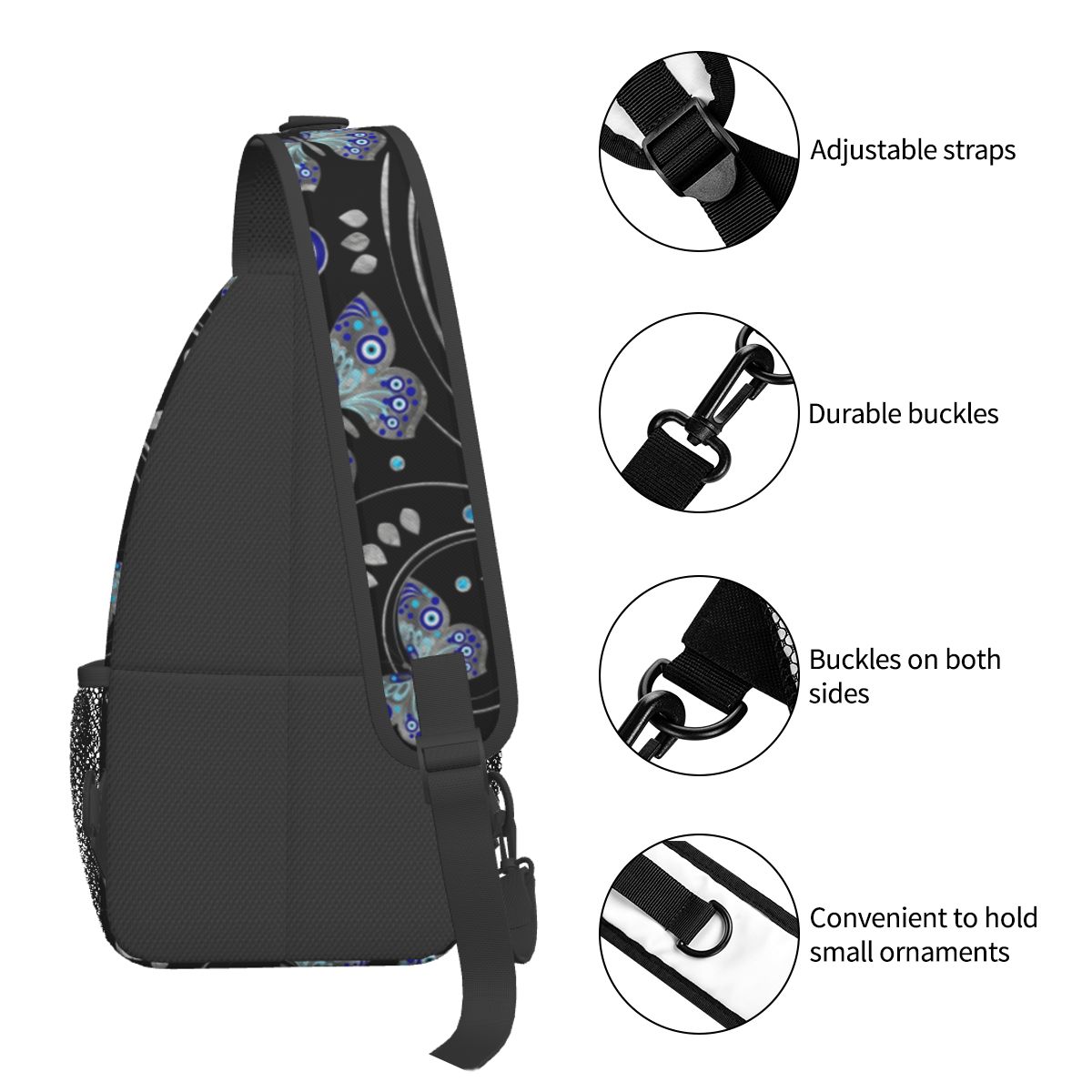 Butterfly & Nazar Printed Evil Eye Shoulder Bags