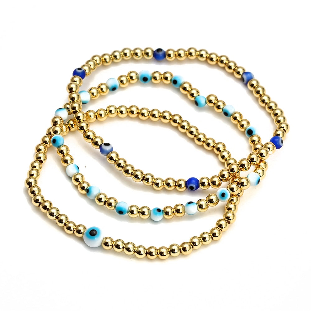 Evil Eye Golden Beaded Bracelet