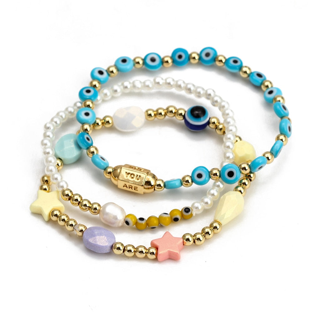 Evil Eye Golden Beaded Bracelet