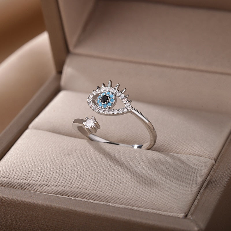 Stylish Evil Eye Adjustable Ring