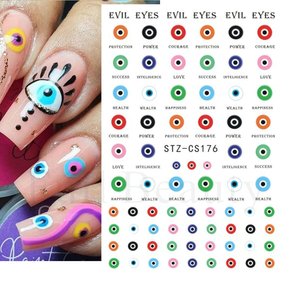 evil eye nail art stickers