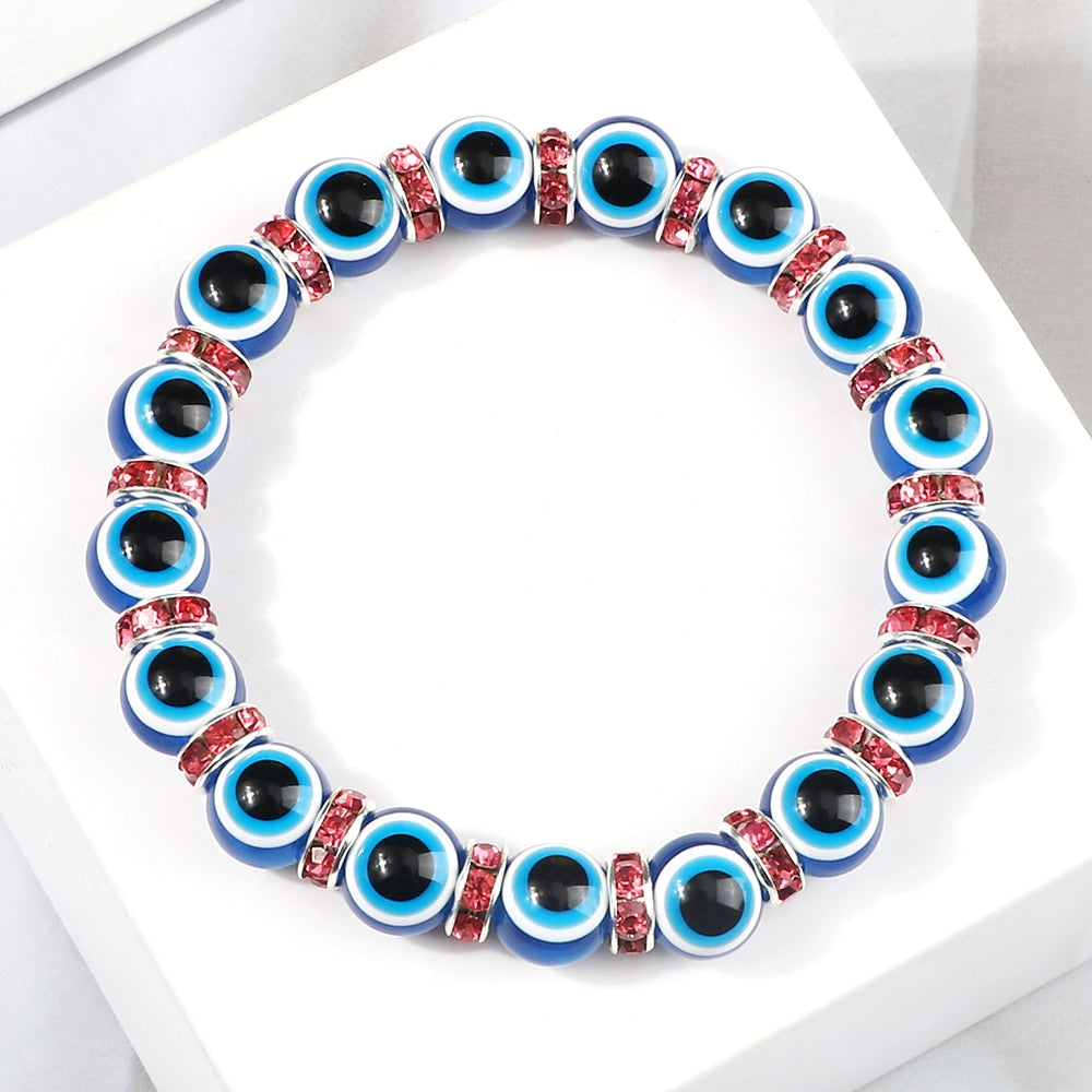 Blue Beaded Evil Eye Bracelet