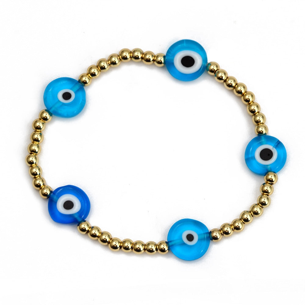 Evil Eye Golden Beaded Bracelet