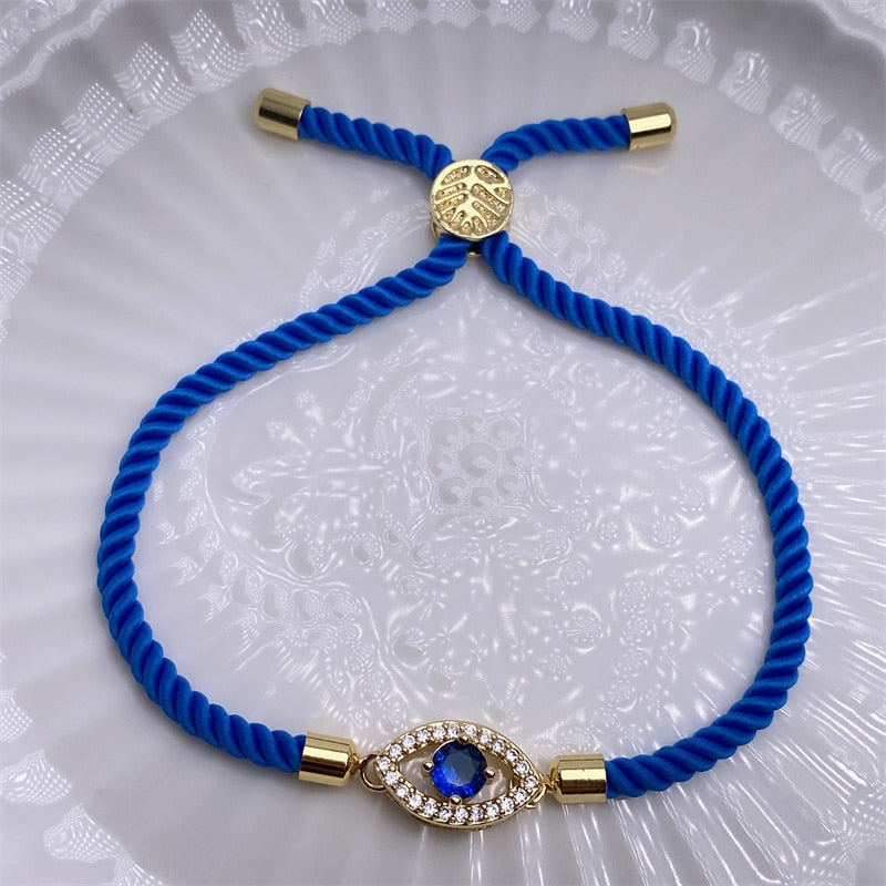Gold-Plated Evil Eye Charm Bracelet