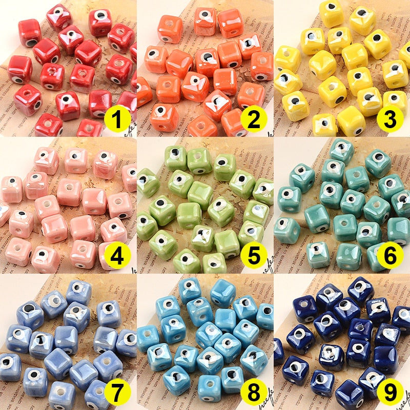 Colorful Evil Eye Cubic Beads