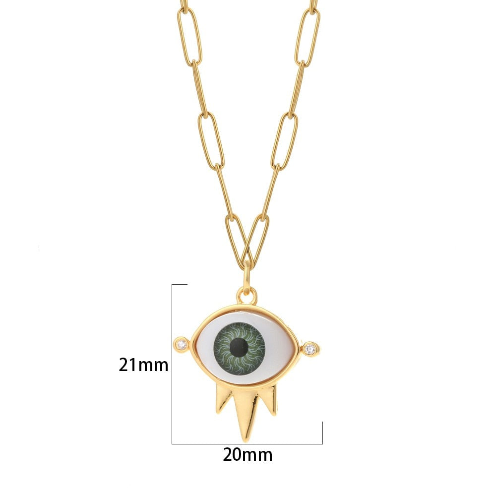 Evil Eye Pendant with Thick Chain