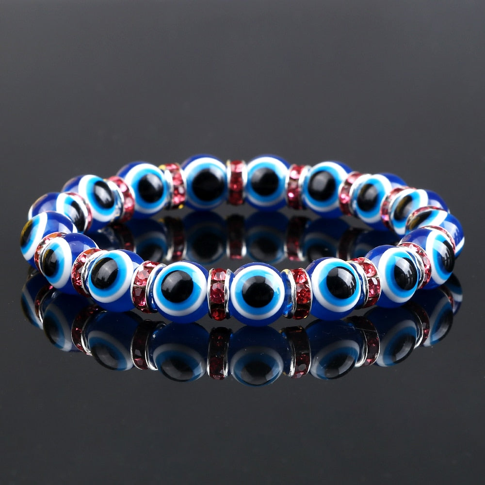 Blue Beaded Evil Eye Bracelet