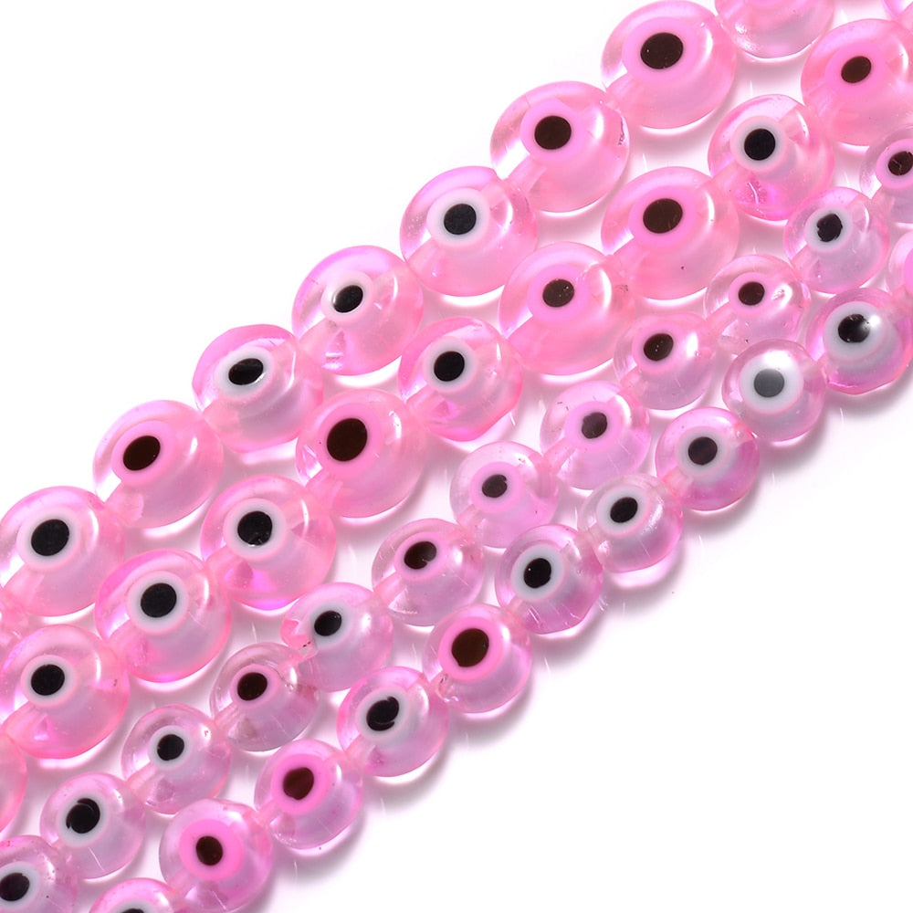 Colorful Evil Eye Flat Back Round Beads